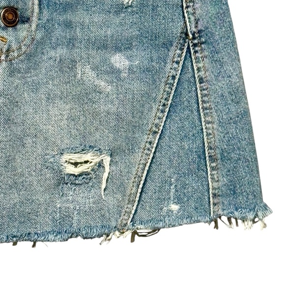 We The Free | Free People Distressed High Rise Raw Hem Button Front Mini Skirt - Picture 6 of 12